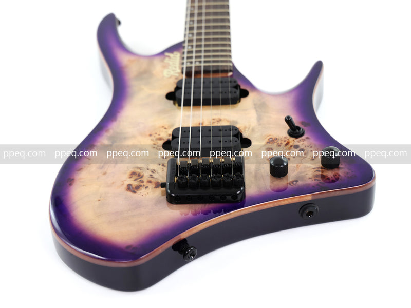 6-String Headless Electric Guitar with Burl Maple Veneer Top (YY-644)