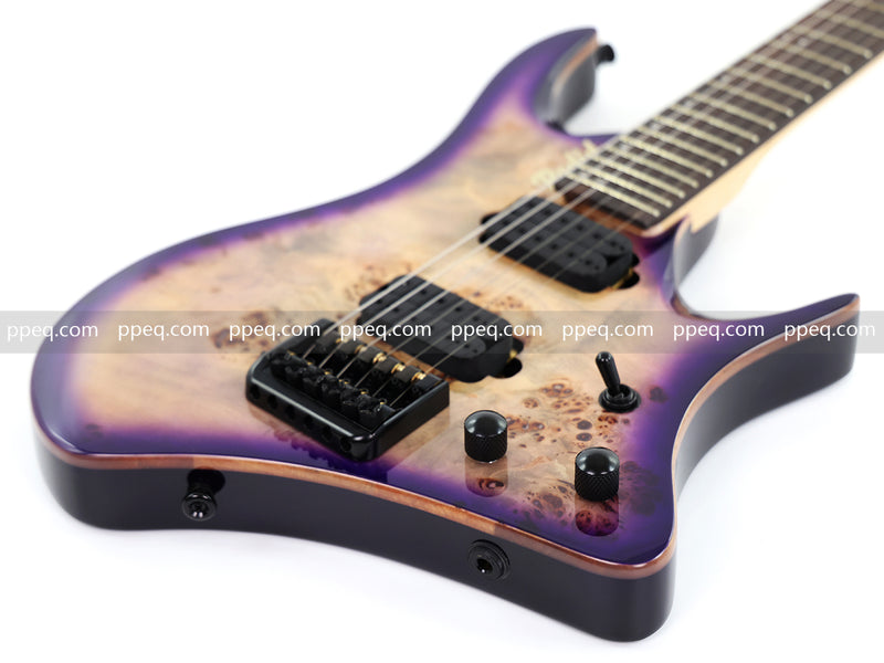 6-String Headless Electric Guitar with Burl Maple Veneer Top (YY-644)