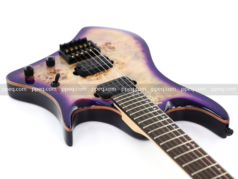 6-String Headless Electric Guitar with Burl Maple Veneer Top (YY-644)