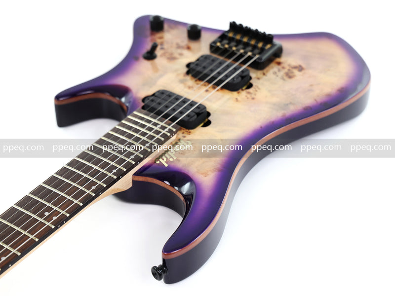 6-String Headless Electric Guitar with Burl Maple Veneer Top (YY-644)