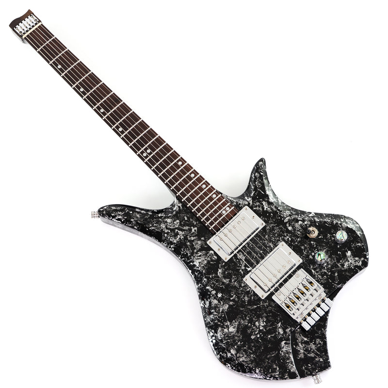 6-String Headless Electric Guitar with Gloss Meteorite Black Ice Finish (DS-756)