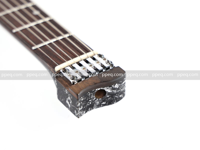 6-String Headless Electric Guitar with Gloss Meteorite Black Ice Finish (DS-756)