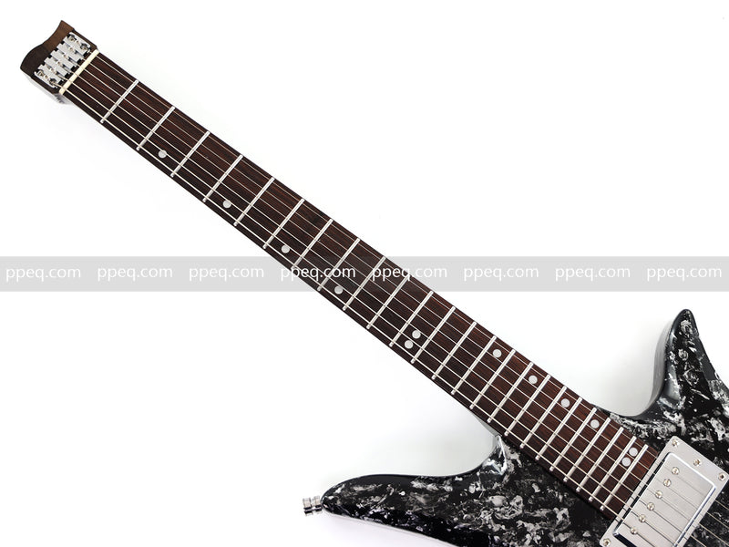 6-String Headless Electric Guitar with Gloss Meteorite Black Ice Finish (DS-756)