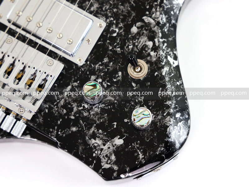 6-String Headless Electric Guitar with Gloss Meteorite Black Ice Finish (DS-756)