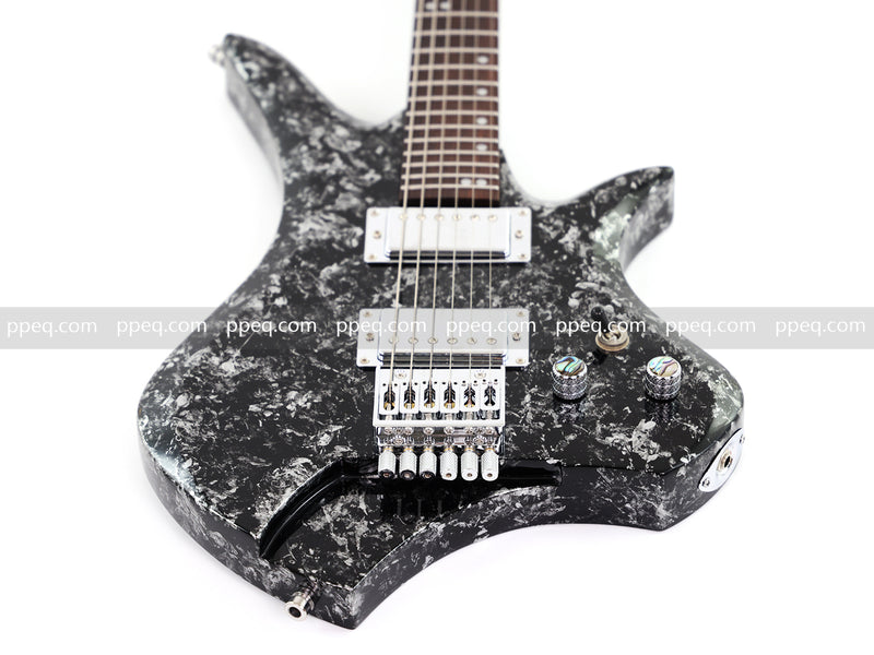 6-String Headless Electric Guitar with Gloss Meteorite Black Ice Finish (DS-756)