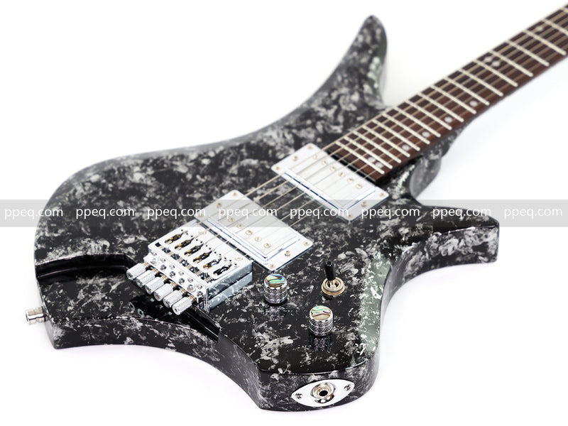 6-String Headless Electric Guitar with Gloss Meteorite Black Ice Finish (DS-756)