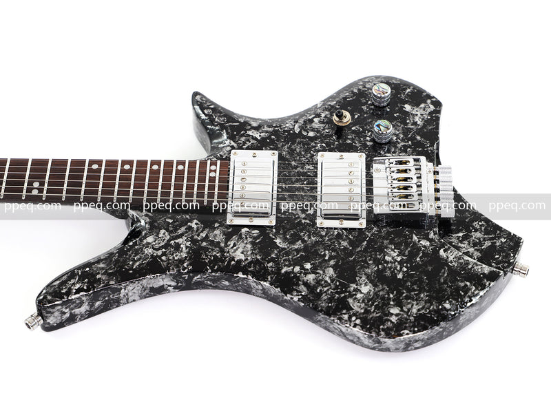 6-String Headless Electric Guitar with Gloss Meteorite Black Ice Finish (DS-756)