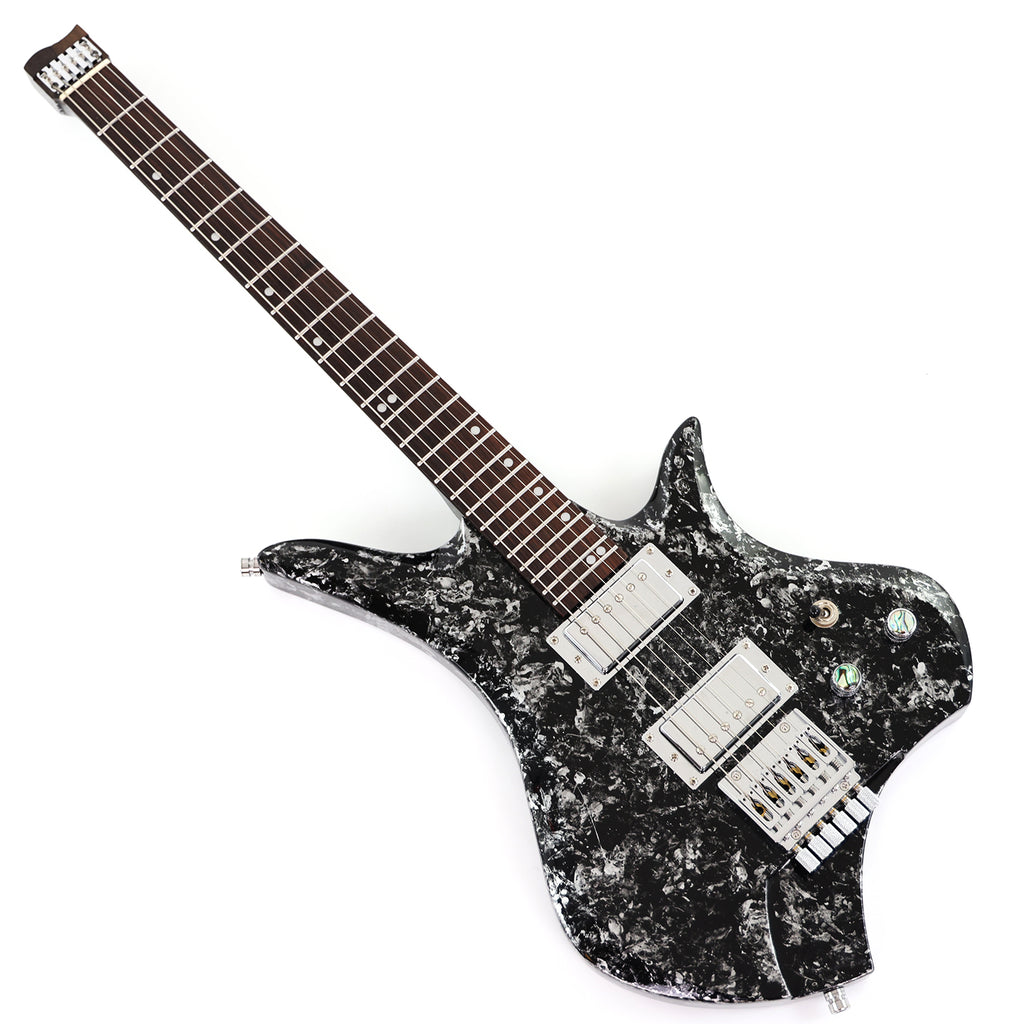 6-String Headless Electric Guitar with Gloss Meteorite Black Ice