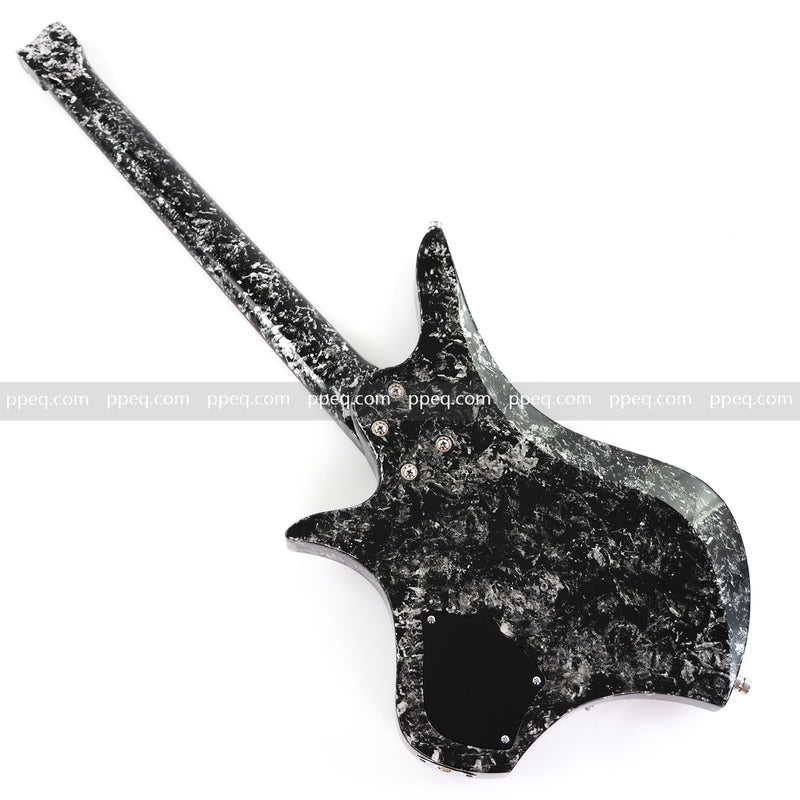 6-String Headless Electric Guitar with Gloss Meteorite Black Ice Finish (DS-756)