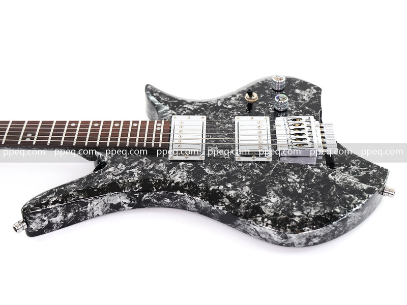 6-String Headless Electric Guitar with Gloss Meteorite Black Ice Finish (DS-756)