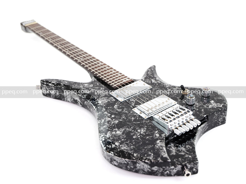 6-String Headless Electric Guitar with Gloss Meteorite Black Ice Finish (DS-756)