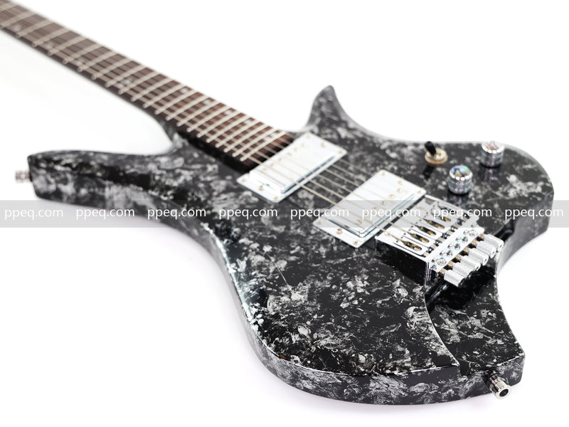 6-String Headless Electric Guitar with Gloss Meteorite Black Ice Finish (DS-756)