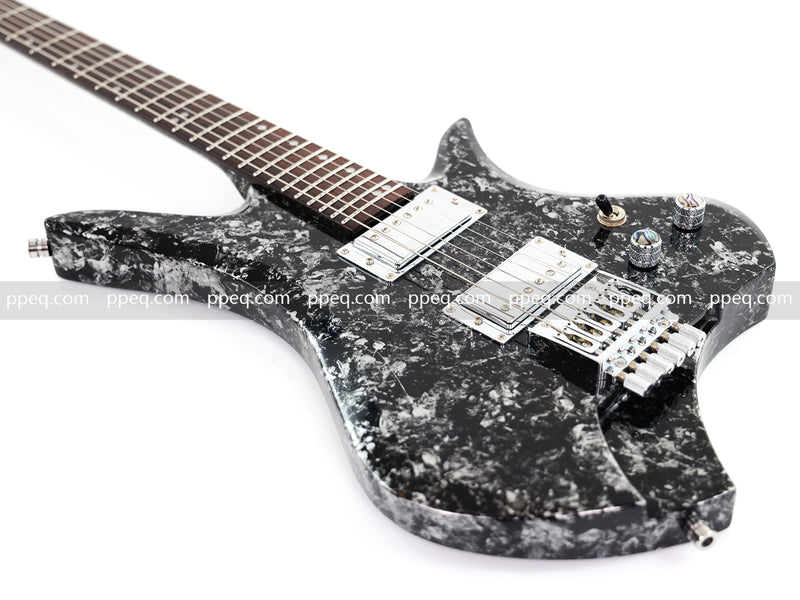 6-String Headless Electric Guitar with Gloss Meteorite Black Ice Finish (DS-756)