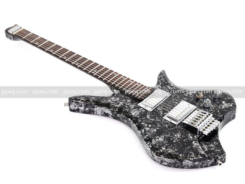 6-String Headless Electric Guitar with Gloss Meteorite Black Ice Finish (DS-756)