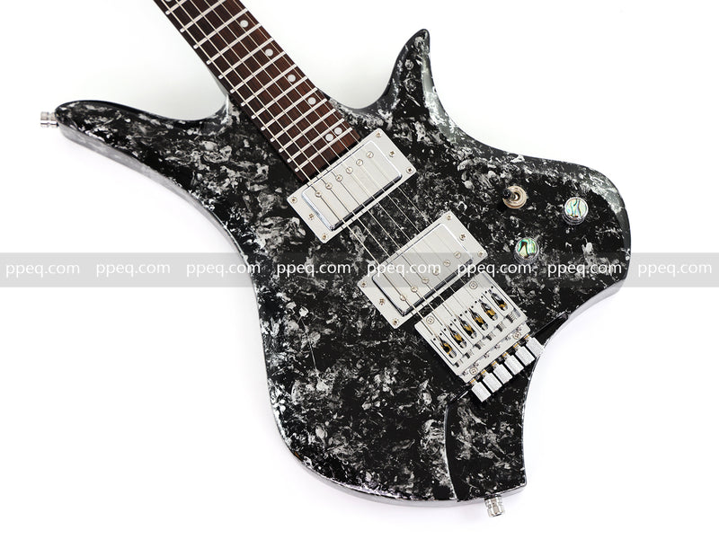 6-String Headless Electric Guitar with Gloss Meteorite Black Ice Finish (DS-756)
