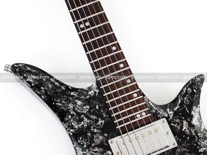 6-String Headless Electric Guitar with Gloss Meteorite Black Ice Finish (DS-756)