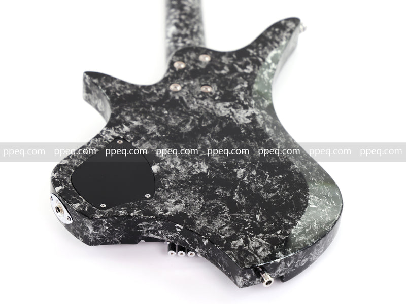 6-String Headless Electric Guitar with Gloss Meteorite Black Ice Finish (DS-756)