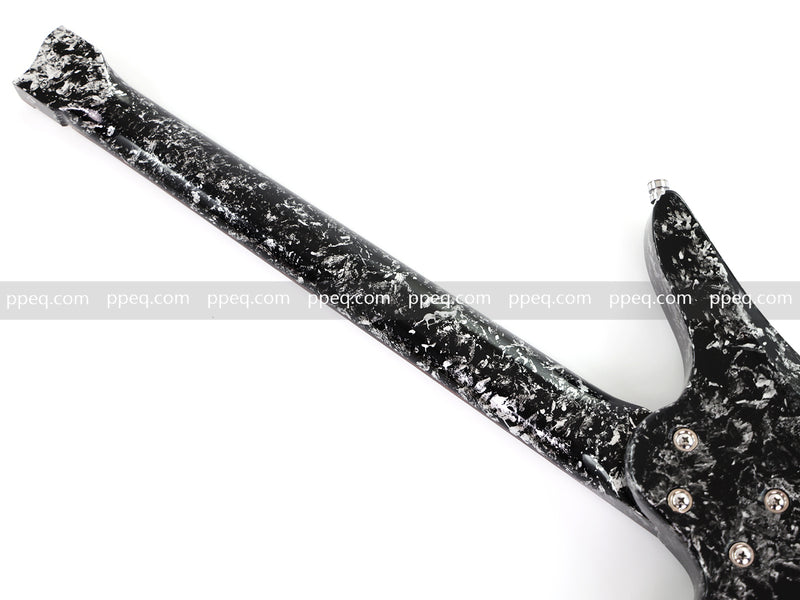 6-String Headless Electric Guitar with Gloss Meteorite Black Ice Finish (DS-756)