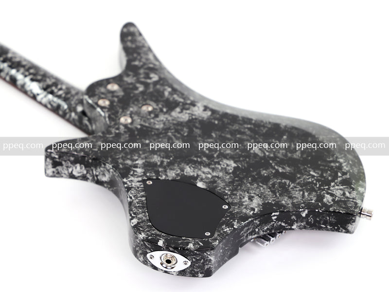 6-String Headless Electric Guitar with Gloss Meteorite Black Ice Finish (DS-756)