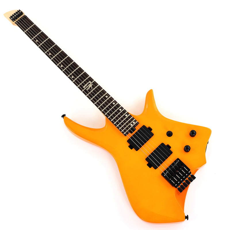 6-String Headless Electric Guitar with Gloss Orange Finish (WT-670)