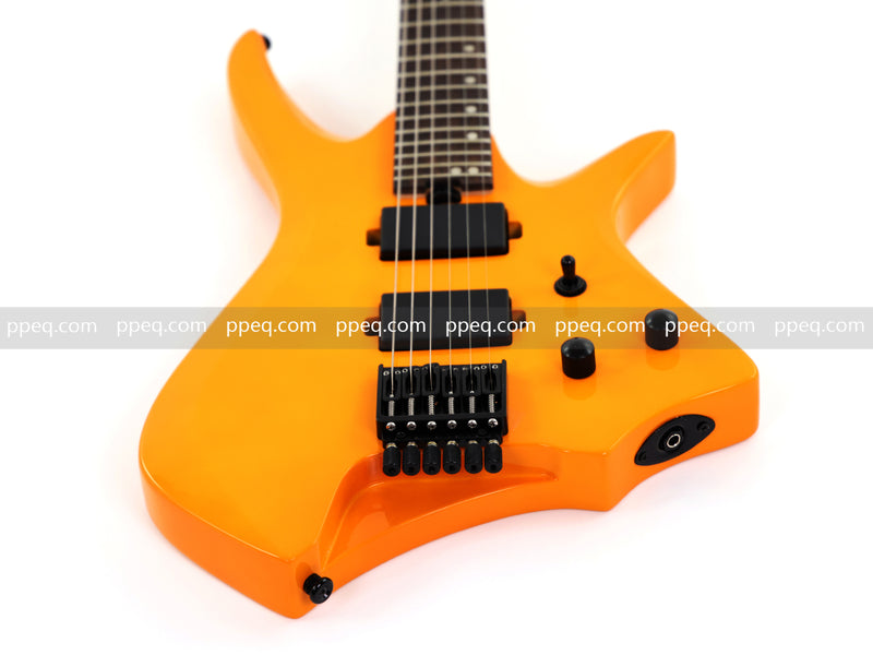6-String Headless Electric Guitar with Gloss Orange Finish (WT-670)