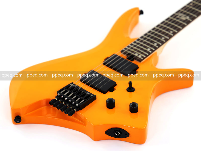 6-String Headless Electric Guitar with Gloss Orange Finish (WT-670)