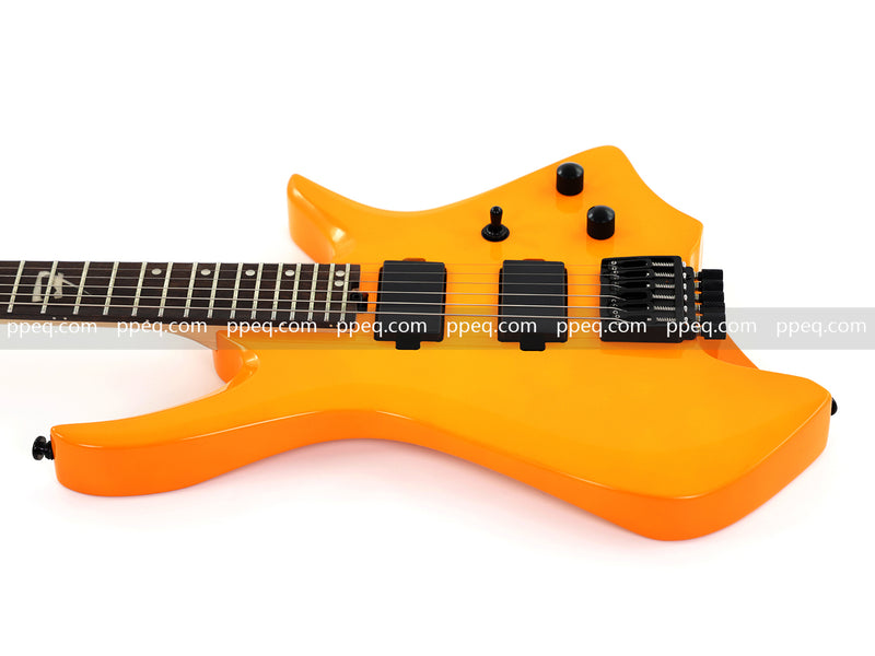 6-String Headless Electric Guitar with Gloss Orange Finish (WT-670)