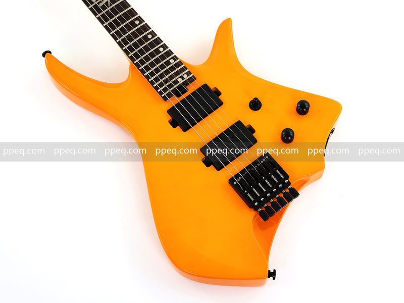6-String Headless Electric Guitar with Gloss Orange Finish (WT-670)