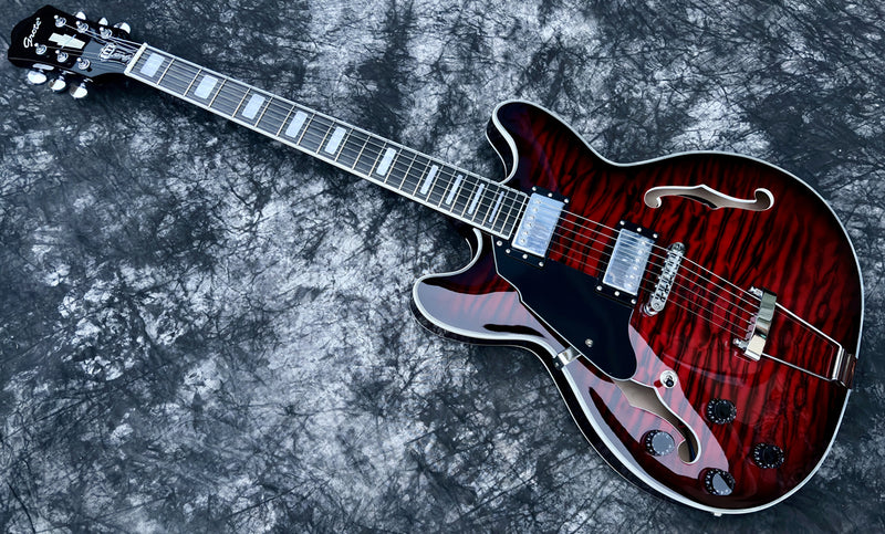 6-String Left-Handed ES-Style Semi-Hollow Body Electric Guitar (YMZ-159-S)
