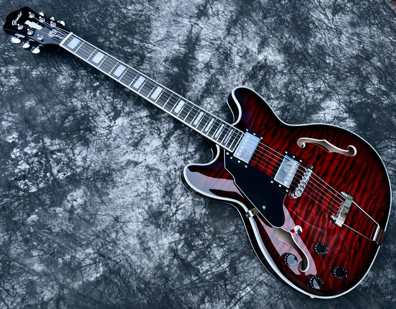 6-String Left-Handed ES-Style Semi-Hollow Body Electric Guitar (YMZ-159-S)