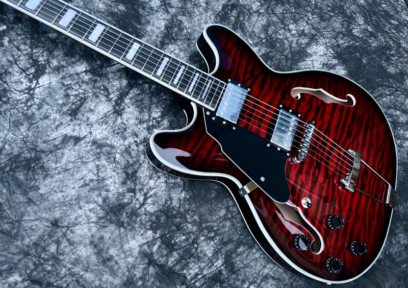 6-String Left-Handed ES-Style Semi-Hollow Body Electric Guitar (YMZ-159-S)