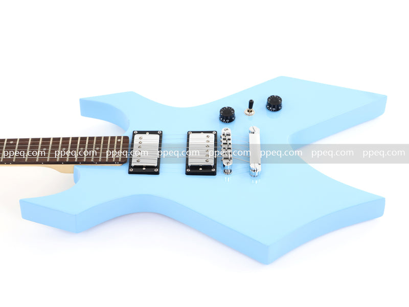 6-String Pastel Blue Gloss Finish Electric Guitar (HY-2501)
