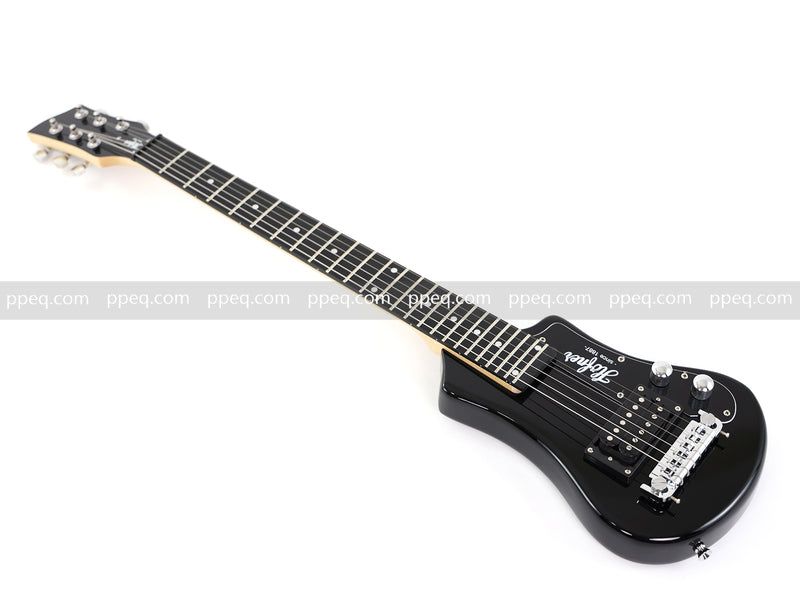 6-String Portable Short-Scale Electric Guitar with Black Glossy Finish (YMZ-265)