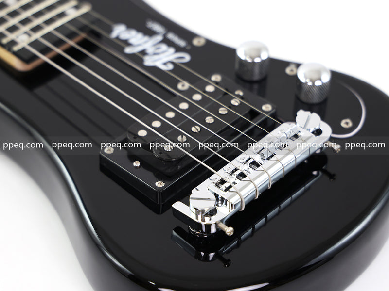 6-String Portable Short-Scale Electric Guitar with Black Glossy Finish (YMZ-265)