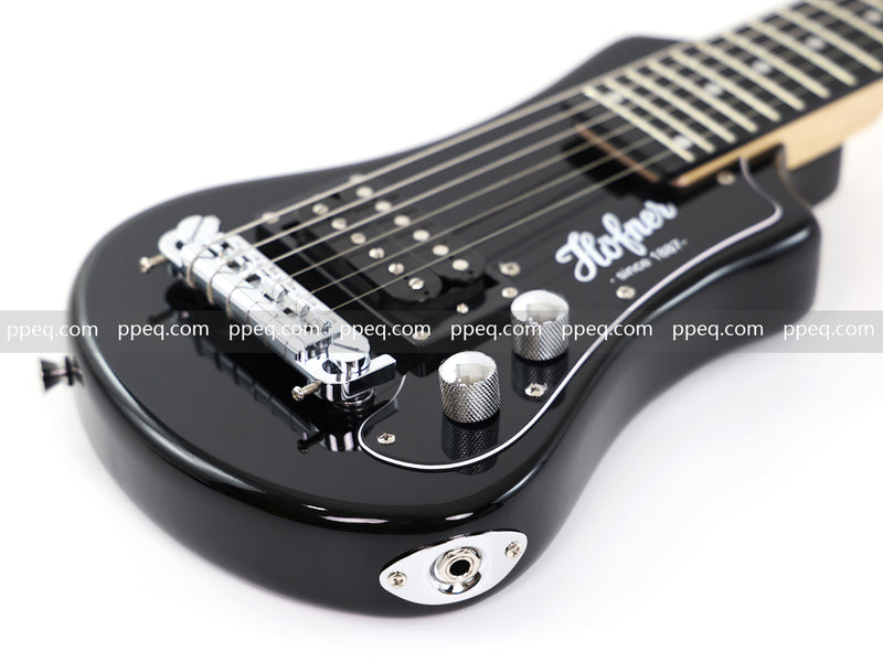 6-String Portable Short-Scale Electric Guitar with Black Glossy Finish (YMZ-265)