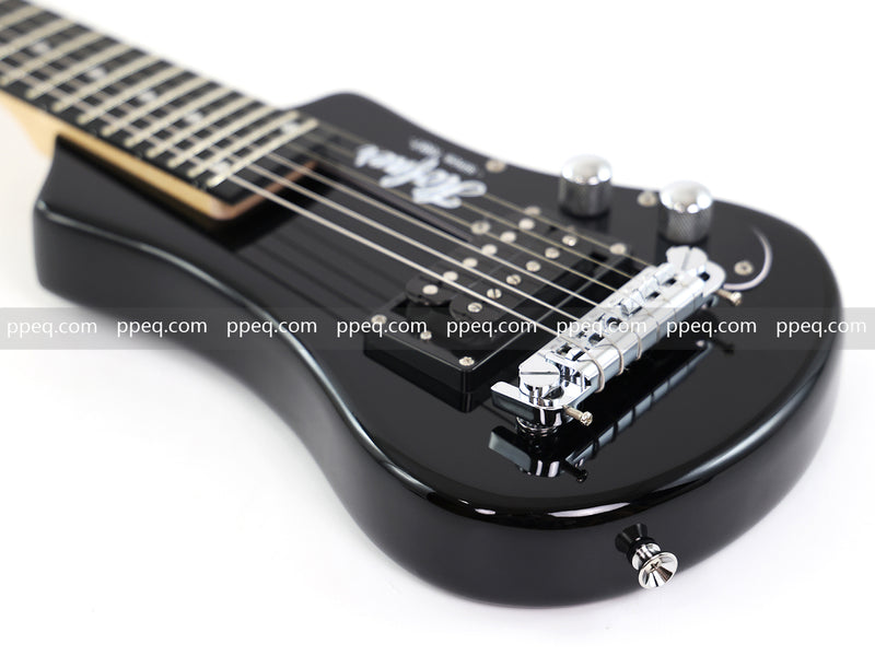 6-String Portable Short-Scale Electric Guitar with Black Glossy Finish (YMZ-265)
