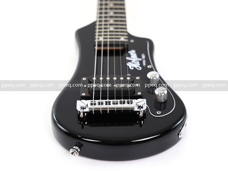 6-String Portable Short-Scale Electric Guitar with Black Glossy Finish (YMZ-265)