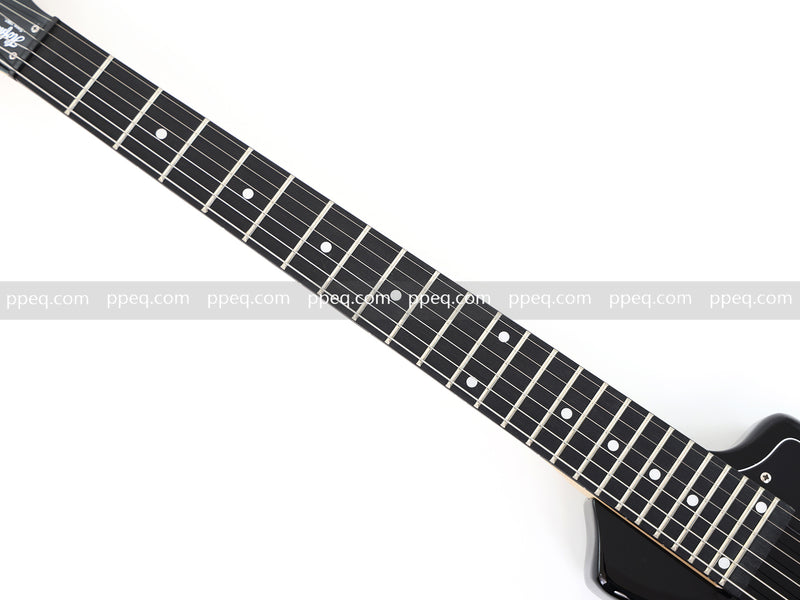 6-String Portable Short-Scale Electric Guitar with Black Glossy Finish (YMZ-265)