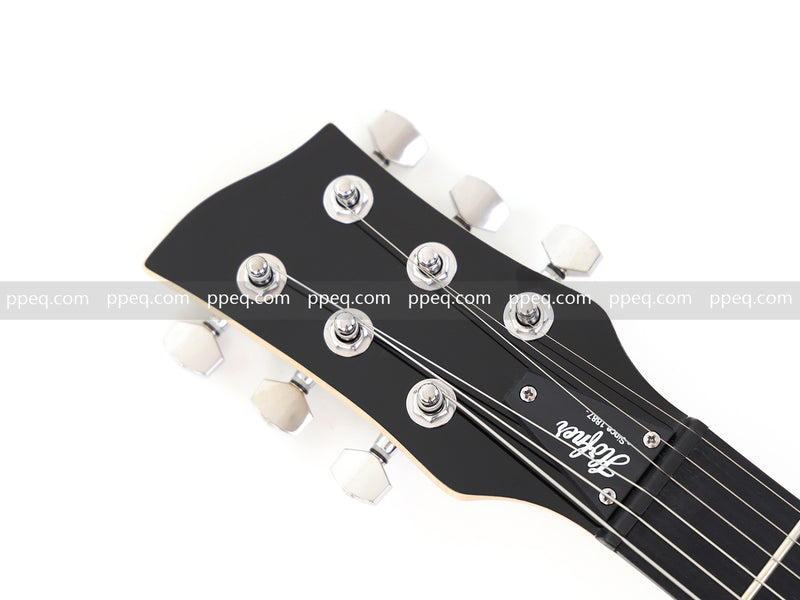 6-String Portable Short-Scale Electric Guitar with Black Glossy Finish (YMZ-265)