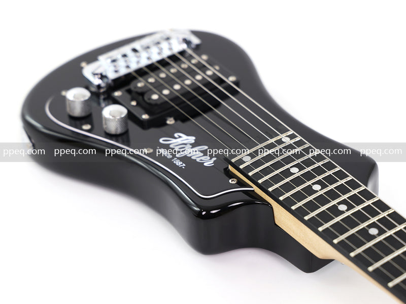 6-String Portable Short-Scale Electric Guitar with Black Glossy Finish (YMZ-265)