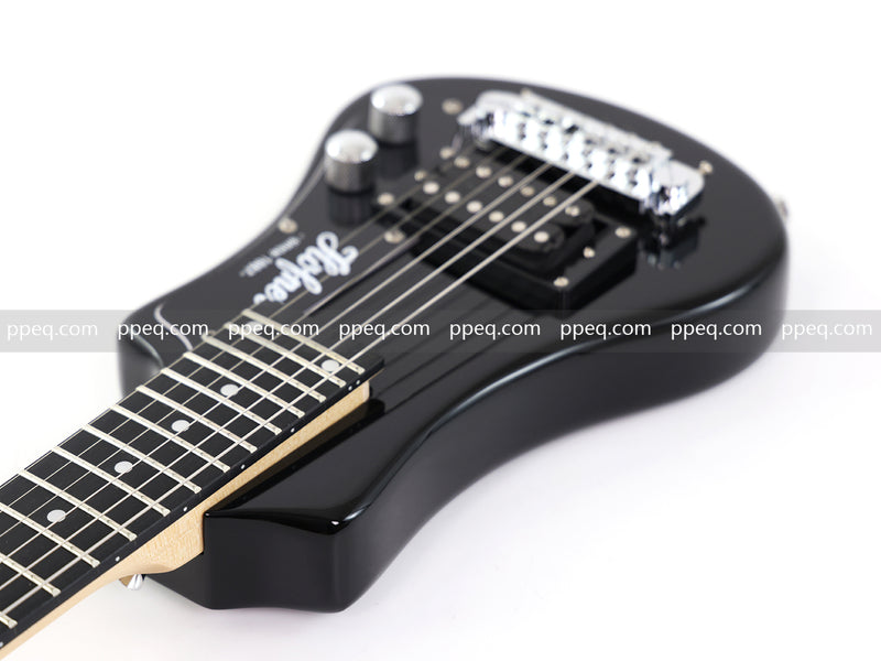 6-String Portable Short-Scale Electric Guitar with Black Glossy Finish (YMZ-265)