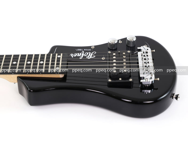 6-String Portable Short-Scale Electric Guitar with Black Glossy Finish (YMZ-265)