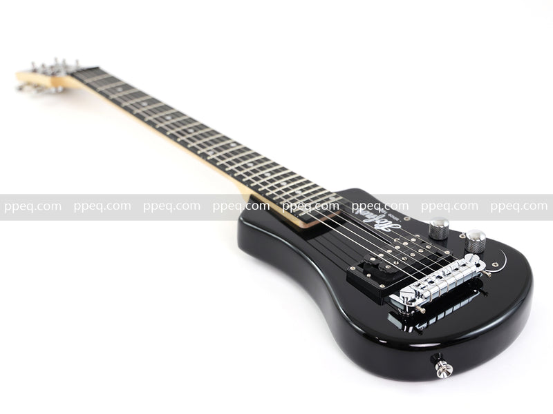6-String Portable Short-Scale Electric Guitar with Black Glossy Finish (YMZ-265)