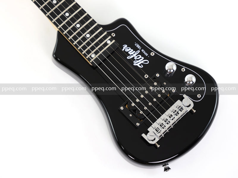 6-String Portable Short-Scale Electric Guitar with Black Glossy Finish (YMZ-265)