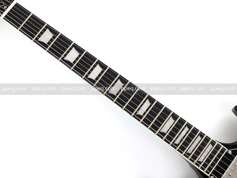 6-String SG-Style Electric Guitar with Gloss Black Finish (LYM-490-B, B Level)