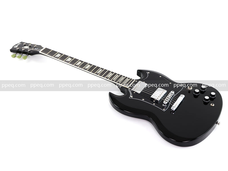 6-String SG-Style Electric Guitar with Gloss Black Finish (LYM-490-B, B Level)