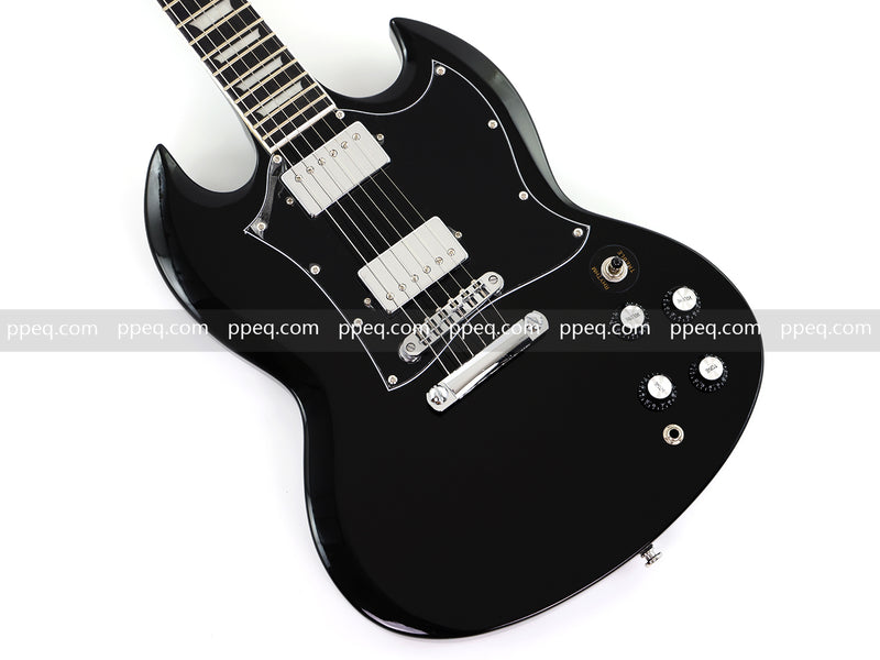6-String SG-Style Electric Guitar with Gloss Black Finish (LYM-490-B, B Level)