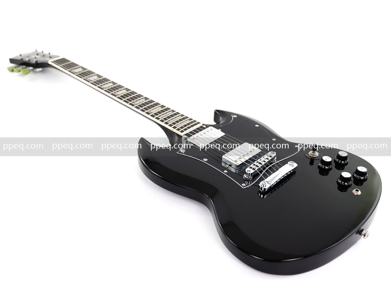 6-String SG-Style Electric Guitar with Gloss Black Finish (LYM-490-B, B Level)