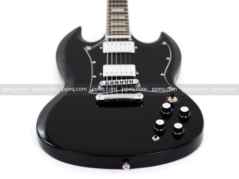 6-String SG-Style Electric Guitar with Gloss Black Finish (LYM-490-B, B Level)