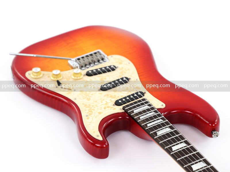 6-String ST-Style Neck-Through Electric Guitar with Gloss Cherry Sunburst Finish (11759, Limited Edition)